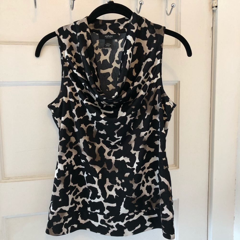 Alfani Petite sleeveless blouse. Animal print